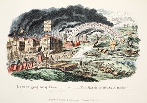 London Going out of Town vagy „The March of Bricks and Mortar”, 1829 (kézzel színezett metszet)